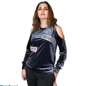 Material Girl Active Dark Gray Velour Sweatshirt M